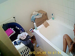 Hairy teen 18+ Masturbates With Shower Head In Front Of Friend