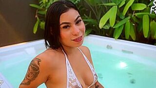 Bratty Petite Colombian Stepdaughter Refused To Leave The Hot Tub & Got Her Little Pussy Punished